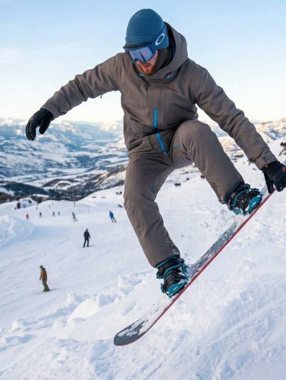 ARSON Element Protection Snowboard Jacket Grey Pinstripe Orange/Gray/Blue Grid
